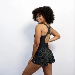 Costume Intero Pantaloncino Acquagym Donna SOFI LICA Nero-verde -Nabaiji costume intero pantaloncino acquagym donna sofi lica nero verde 2