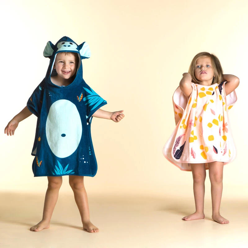 Poncho Baby Bambino SCIMMIA Cotone Azzurro 3 Poncho Baby Bambino SCIMMIA Cotone Azzurro - immagine 3