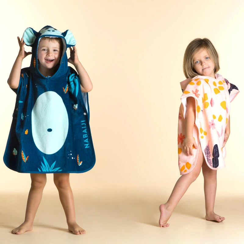 Poncho Baby Bambino SCIMMIA Cotone Azzurro 4 Poncho Baby Bambino SCIMMIA Cotone Azzurro - immagine 4