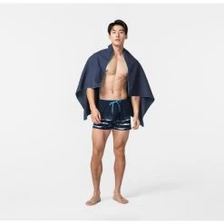 Telo Microfibra L 80 X 130 Cm A Righe Blu -Nabaiji telo microfibra l 80 x 130 cm a righe blu 3